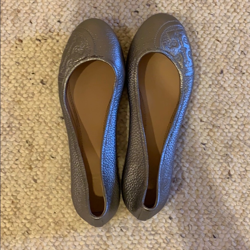 Silver Tory Burch Flats